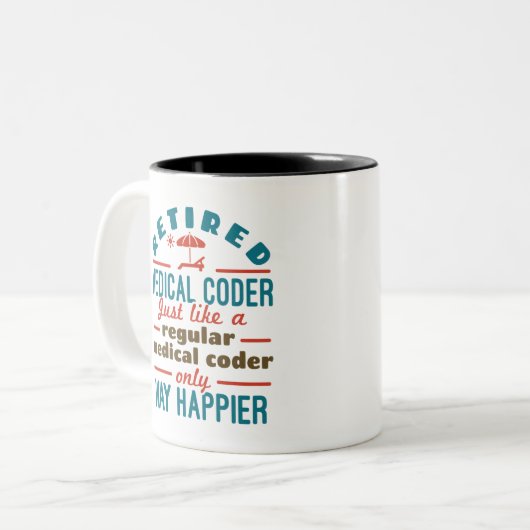Gepensioneerde medische coder Funny Retirement Hap Tweekleurige Koffiemok (Voorkant links)