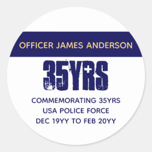 Gepensioneerde politieagent Thin Blue Line geperso Ronde Sticker