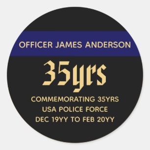 Gepensioneerde politieagent Thin Blue Line geperso Ronde Sticker