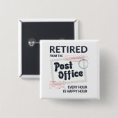 Gepensioneerde postbeambte Mailman Funny Vierkante Button 5,1 Cm (Voorkant /achterkant)