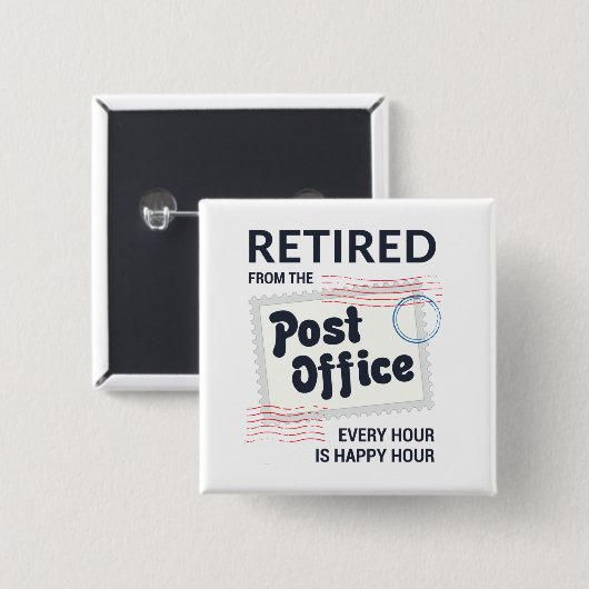 Gepensioneerde postbeambte Mailman Funny Vierkante Button 5,1 Cm (Voorkant /achterkant)