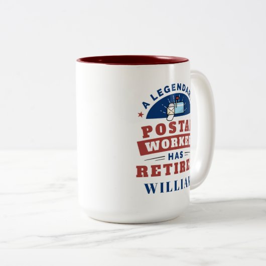 Gepensioneerde postbeambte Mailman Retirement Funn Tweekleurige Koffiemok (Voorkant rechts)