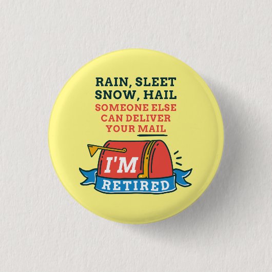 Gepensioneerde postbeambte Mailman Retirement Ronde Button 3,2 Cm (Voorkant)