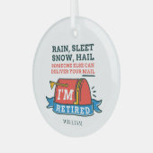 Gepensioneerde postbeambte met aangepaste pensione glas ornament (Voorkant links)