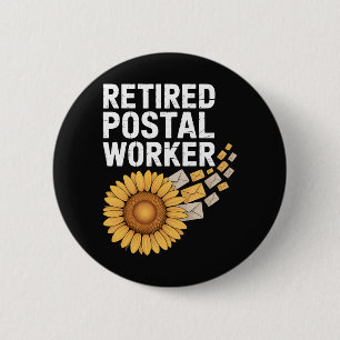 Gepensioneerde Postbeambte Ronde Button 5,7 Cm