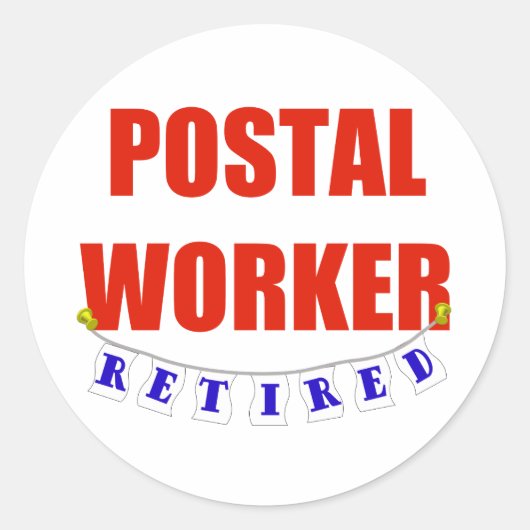 GEPENSIONEERDE POSTBEDIENDE RONDE STICKER (Voorkant)