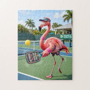 Gepensioneerde Roze Flamingo bij Tropical Pickleba Legpuzzel
