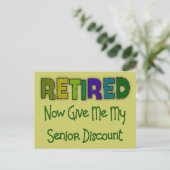 Gepensioneerde SENIOR KORTING Briefkaart (Staand voorkant)