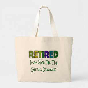 Gepensioneerde SENIOR KORTING Grote Tote Bag