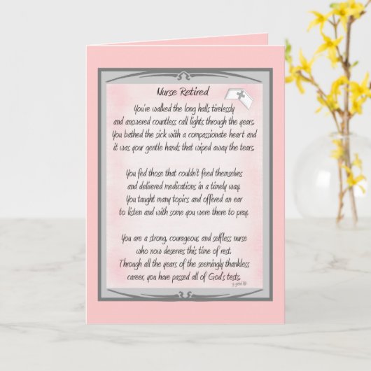 Gepensioneerde Verpleegster Gedicht geschenken doo Kaart (Gele Bloem)