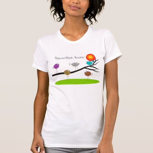 Gepensioneerde Wiskunde Leeraar Retro Vogels T-Hem T-shirt (Voorkant)