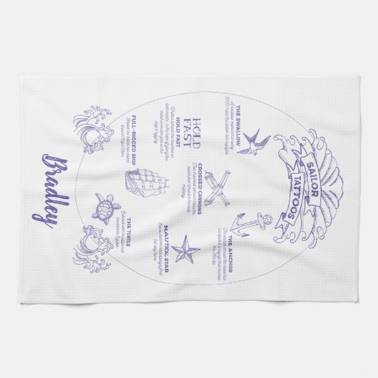 Gepensioneerde zeeman en zeeman Tattoo betekenisse Theedoek (Horizontaal)