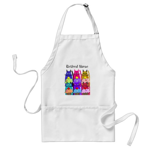 Gepensioneerde zurse Whimsical Cats Apron Standaard Schort (Voorkant)