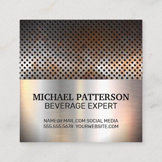 geperforeerd metaal | Metaalblad | Stap Vierkante Visitekaartje (Achterkant)