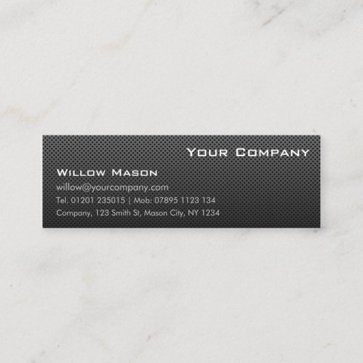 Geperforeerd zwart metaal, dunne Visitekaartje met (Voorkant)