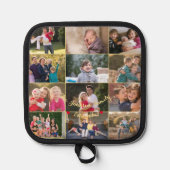 Gepersonaliseerd 12 Familie Fotocollage Goud Monog Pannenlap (Voorkant)