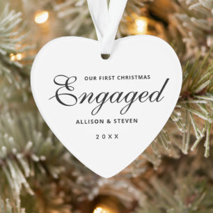 Gepersonaliseerd 1-Kerstkerst Verloving hart Ornament