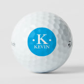 Gepersonaliseerd 1-letter Monogram hemelsblauw Golfballen (Voorkant)