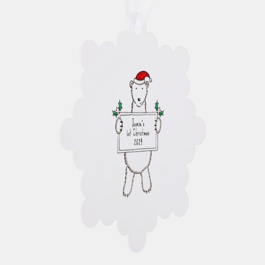 Gepersonaliseerd 1e kerst Polar Beer Ornament Kaart (Rechts)