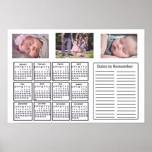 Gepersonaliseerd 2019 Fotokalender Poster (Voorkant)
