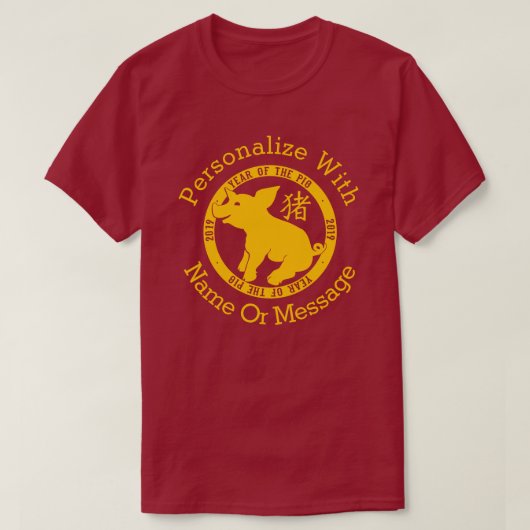 GEPERSONALISEERD 2019 jaar varkens T-shirt (Design voorkant)