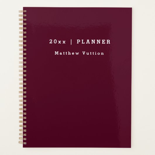 Gepersonaliseerd 2024 Bourgogne Weekly Maandelijks Planner (Voorkant)