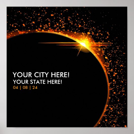 Gepersonaliseerd 2024 Solar Eclipse Souvenir Memen Poster (Voorkant)