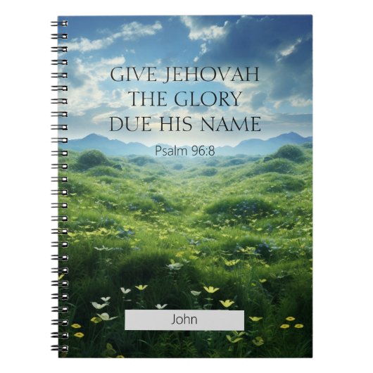 Gepersonaliseerd 2025 JW Jaar Tekst Psalm 96:8 Ber Notitieboek (Voorkant)