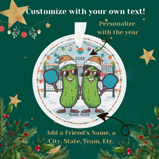 Gepersonaliseerd 2025 Pickleball kerstornament Ornament