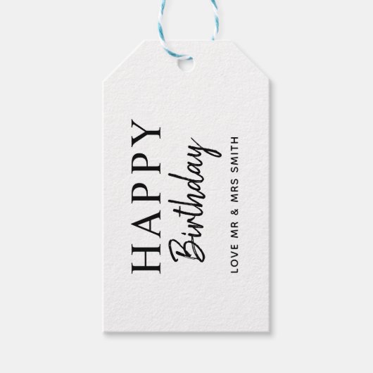 Gepersonaliseerd 2-kleuren "Happy Birthday" Cadeau Cadeaulabel (Voorkant)