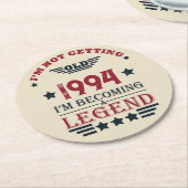 Gepersonaliseerd 30-jarig verjaardagsfeest ronde kartonnen onderzetter (Gebogen)