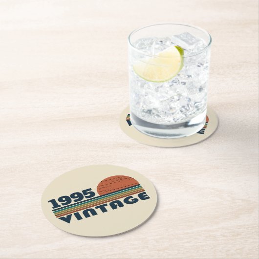 Gepersonaliseerd 30-jarig verjaardagsfeest ronde kartonnen onderzetter (Insitu)