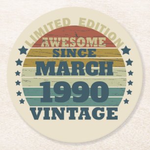 Gepersonaliseerd  35e verjaardagsfeest ronde kartonnen onderzetter