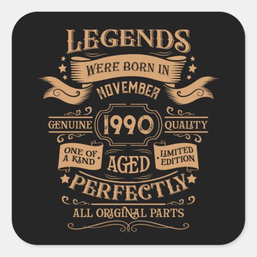 Gepersonaliseerd 35e verjaardagsfeest vierkante sticker (Voorkant)