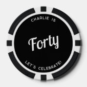 Gepersonaliseerd 40 Veertigste verjaardag Poker Chips (Voorkant)