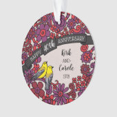 Gepersonaliseerd 40e Jubileum, Ruby Floral Birds Ornament (voorkant)