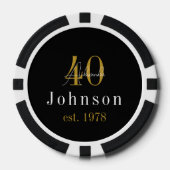 Gepersonaliseerd 40e verjaardag zwart goud poker chips (Voorkant)