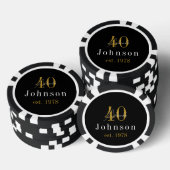 Gepersonaliseerd 40e verjaardag zwart goud poker chips (Opstapeling)