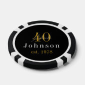 Gepersonaliseerd 40e verjaardag zwart goud poker chips (Enkel)