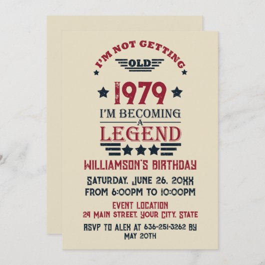 Gepersonaliseerd 45e verjaardagsfeest kaart (Voorkant / Achterkant)