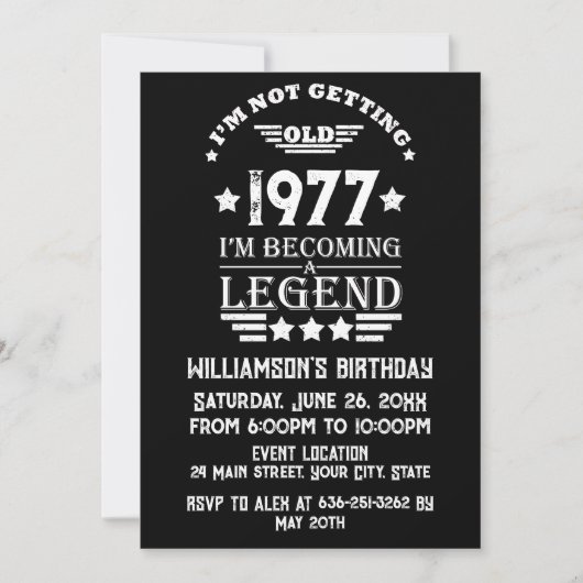 Gepersonaliseerd 45e verjaardagsfeest kaart (Voorkant)