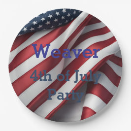 Gepersonaliseerd 4 juli feest papieren bordje