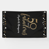 Gepersonaliseerd 50 en Fabulous Black Gold confett Spandoek (Horizontaal)