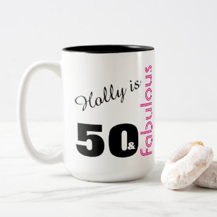 Gepersonaliseerd 50- en Fabulous Th-Geachte Verjaa Tweekleurige Koffiemok