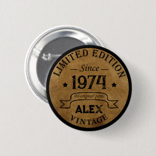 Gepersonaliseerd 50-jarig 50-jarig verjaardagsfee ronde button 5,7 cm
