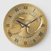 Gepersonaliseerd 50e Golden Wedding Jubileum Gift Grote Klok (Voorkant)