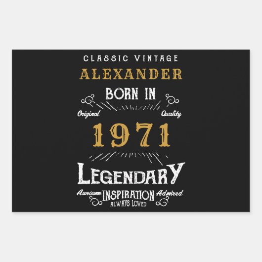 Gepersonaliseerd 50e verjaardag, geboren in 1971 inpakpapier vel (Voorkant)