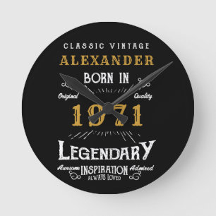 Gepersonaliseerd 50e verjaardag, geboren in 1971   ronde klok