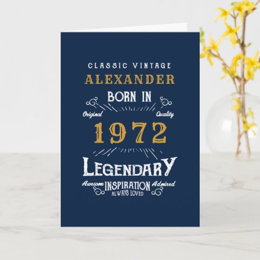 Gepersonaliseerd 50e verjaardag Geboren in 1972 b Kaart (Gele Bloem)