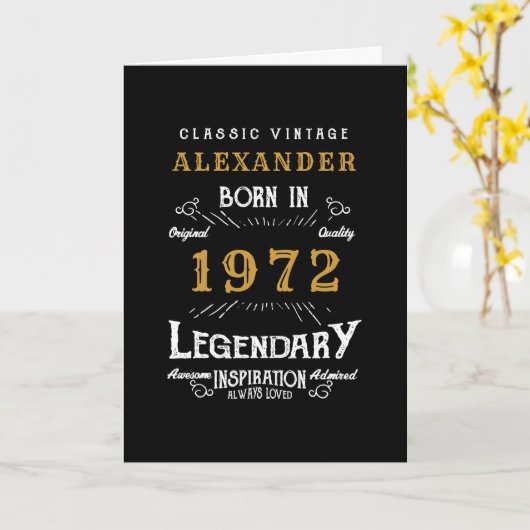 Gepersonaliseerd 50e verjaardag Geboren in 1972 z Kaart (Gele Bloem)